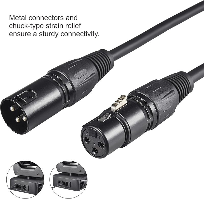 GZhumin DMX Cable 25ft, 4 Pack 7.62m DMX Cables 3 Pin Signal XLR Male to Female DMX Cable Wire, with Metal Connectors for Signal Transmission for DJ Lighting Equipment and Stage Lighting - Image 5